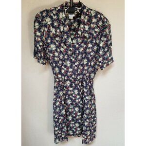 Kwai Petite Womens Sz 10 Button Front Floral Casual Shirt Dress Short Sleeve